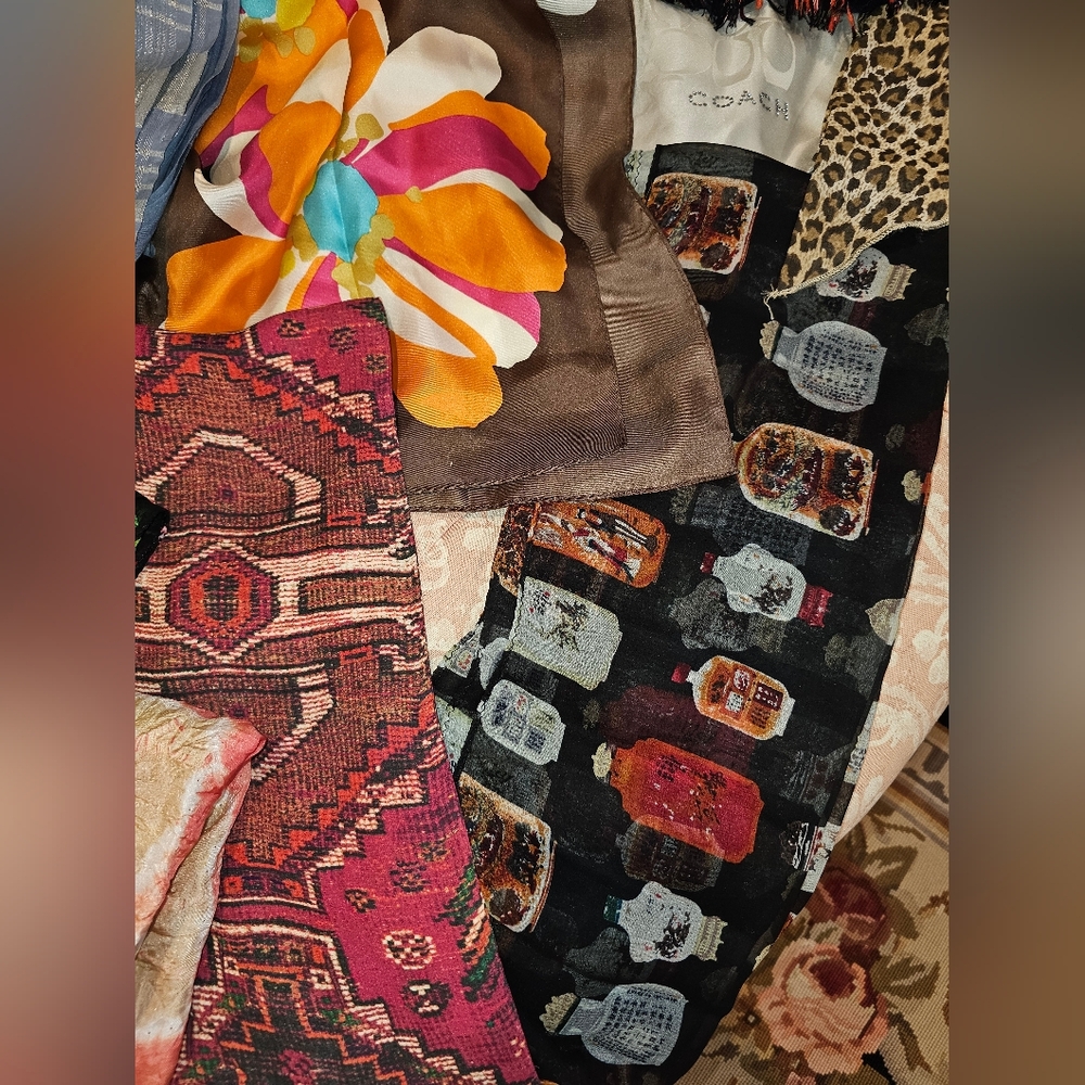 15 Vibrant Floral and Patterned Scarves.  All Designer Brands.